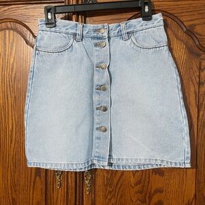 Moda International Sky Blue Denim Pencil Skirt  Button up front. Pockets.